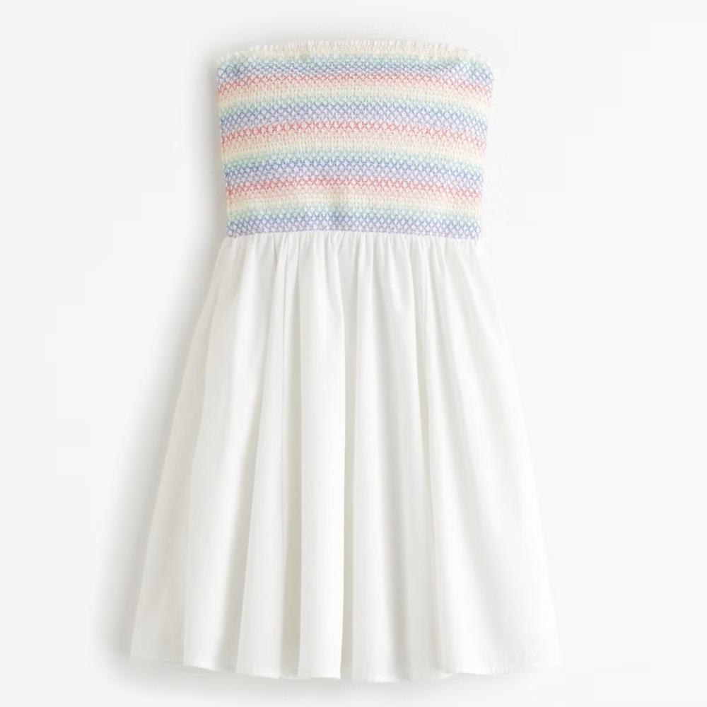 Abercrombie Strapless Smocked Mini Dress Medium Tall Pride Collection